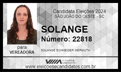 Candidato SOLANGE 2024 - SÃO JOÃO DO OESTE - Eleições