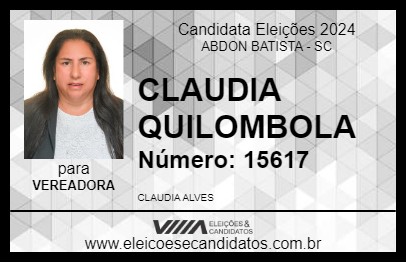 Candidato CLAUDIA QUILOMBOLA 2024 - ABDON BATISTA - Eleições