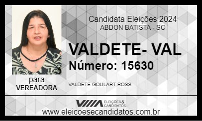 Candidato VALDETE- VAL 2024 - ABDON BATISTA - Eleições