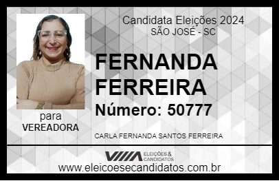 Candidato FERNANDA FERREIRA 2024 - SÃO JOSÉ - Eleições