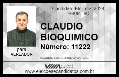 Candidato CLAUDIO BIOQUIMICO 2024 - IMBUIA - Eleições