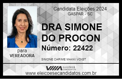 Candidato DRA. SIMONE MAKKI 2024 - GASPAR - Eleições