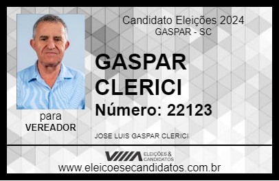 Candidato GASPAR CLERICI 2024 - GASPAR - Eleições