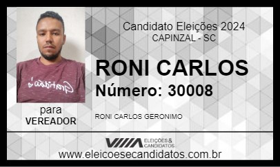 Candidato RONI CARLOS 2024 - CAPINZAL - Eleições