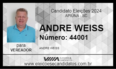 Candidato ANDRE WEISS 2024 - APIÚNA - Eleições