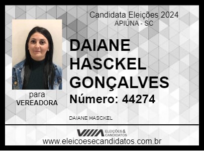 Candidato DAIANE HASCKEL GONÇALVES 2024 - APIÚNA - Eleições