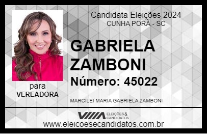 Candidato GABRIELA ZAMBONI 2024 - CUNHA PORÃ - Eleições