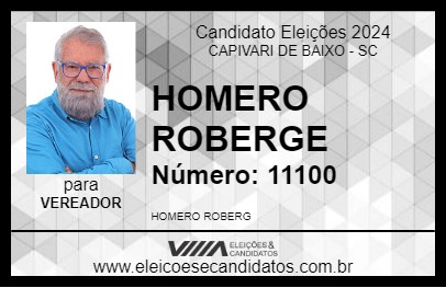 Candidato HOMERO ROBERGE 2024 - CAPIVARI DE BAIXO - Eleições