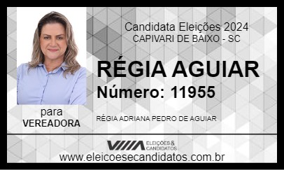 Candidato RÉGIA AGUIAR 2024 - CAPIVARI DE BAIXO - Eleições