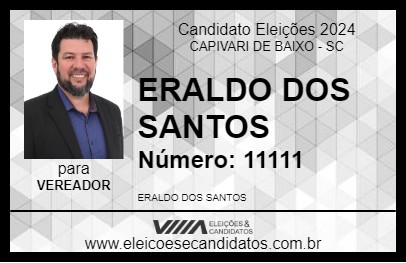 Candidato ERALDO DOS SANTOS 2024 - CAPIVARI DE BAIXO - Eleições