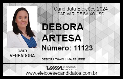 Candidato DEBORA ARTESA 2024 - CAPIVARI DE BAIXO - Eleições