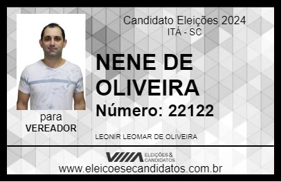 Candidato NENE DE OLIVEIRA 2024 - ITÁ - Eleições