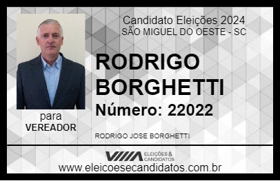 Candidato RODRIGO BORGHETTI 2024 - SÃO MIGUEL DO OESTE - Eleições