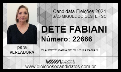 Candidato DETE FABIANI 2024 - SÃO MIGUEL DO OESTE - Eleições