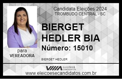 Candidato BIERGET HEDLER BIA 2024 - TROMBUDO CENTRAL - Eleições