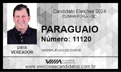 Candidato PARAGUAIO 2024 - CUNHA PORÃ - Eleições