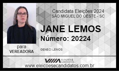 Candidato JANE LEMOS 2024 - SÃO MIGUEL DO OESTE - Eleições