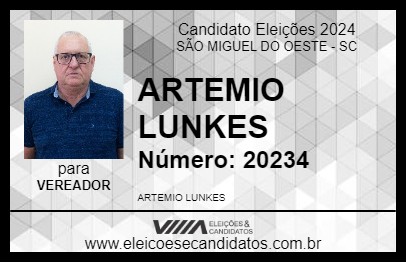 Candidato ARTEMIO LUNKES 2024 - SÃO MIGUEL DO OESTE - Eleições