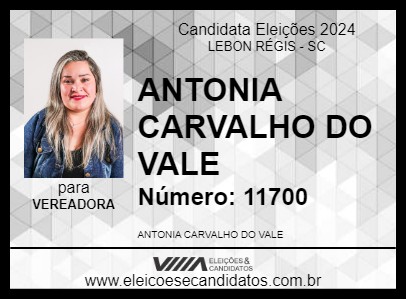 Candidato ANTONIA CARVALHO DO VALE 2024 - LEBON RÉGIS - Eleições