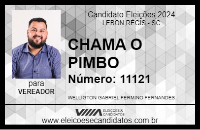 Candidato CHAMA O PIMBO 2024 - LEBON RÉGIS - Eleições