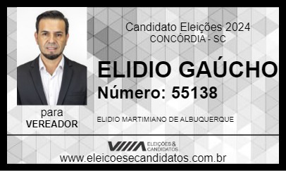 Candidato ELIDIO  GAÚCHO 2024 - CONCÓRDIA - Eleições