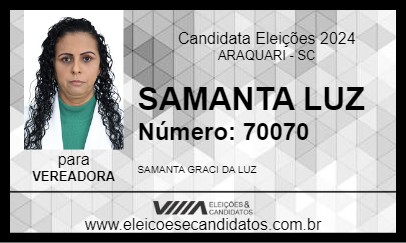 Candidato SAMANTA LUZ 2024 - ARAQUARI - Eleições