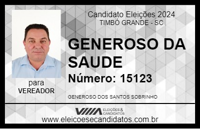 Candidato GENEROSO 2024 - TIMBÓ GRANDE - Eleições