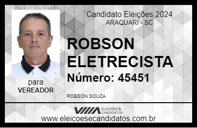 Candidato ROBSON ELETRICISTA 2024 - ARAQUARI - Eleições