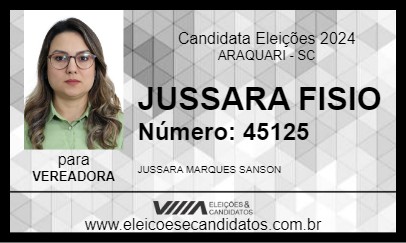 Candidato JUSSARA FISIO 2024 - ARAQUARI - Eleições