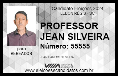 Candidato PROFESSOR JEAN SILVEIRA 2024 - LEBON RÉGIS - Eleições