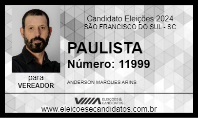 Candidato PAULISTA 2024 - SÃO FRANCISCO DO SUL - Eleições