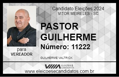 Candidato PASTOR GUILHERME 2024 - VITOR MEIRELES - Eleições