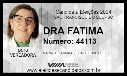 Candidato DRA FATIMA 2024 - SÃO FRANCISCO DO SUL - Eleições