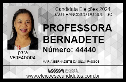 Candidato PROFESSORA BERNADETE 2024 - SÃO FRANCISCO DO SUL - Eleições