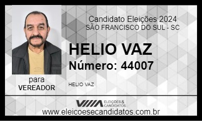 Candidato HELIO VAZ, O CARA DA RÁDIO 2024 - SÃO FRANCISCO DO SUL - Eleições