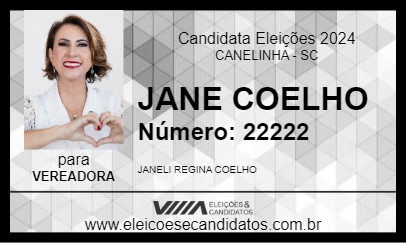 Candidato JANE COELHO 2024 - CANELINHA - Eleições