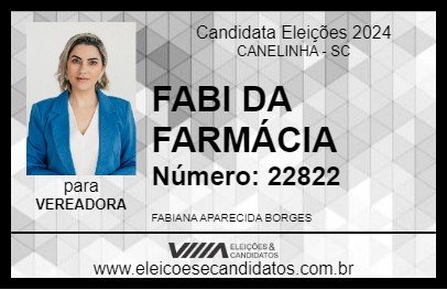 Candidato FABI DA FARMÁCIA 2024 - CANELINHA - Eleições