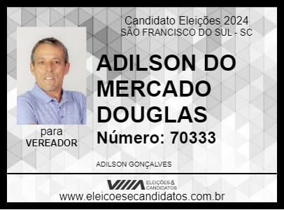 Candidato ADILSON MERCADO DO DOUGLAS 2024 - SÃO FRANCISCO DO SUL - Eleições