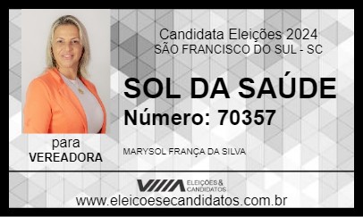 Candidato SOL DA SAÚDE 2024 - SÃO FRANCISCO DO SUL - Eleições