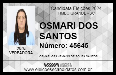 Candidato OSMARI DOS SANTOS 2024 - TIMBÓ GRANDE - Eleições