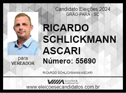 Candidato RICARDO SCHLICKMANN ASCARI 2024 - GRÃO-PARÁ - Eleições