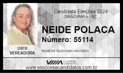 Candidato NEIDE POLACA 2024 - GRÃO-PARÁ - Eleições