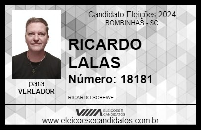 Candidato RICARDO LALAS 2024 - BOMBINHAS - Eleições