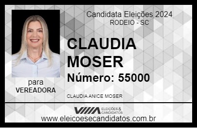 Candidato CLAUDIA MOSER 2024 - RODEIO - Eleições