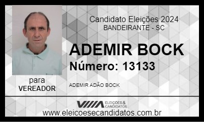 Candidato ADEMIR  BOCK 2024 - BANDEIRANTE - Eleições