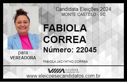 Candidato FABIOLA CORREA 2024 - MONTE CASTELO - Eleições