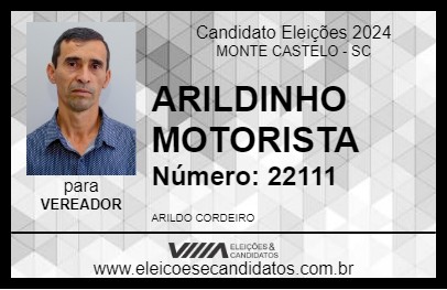 Candidato ARILDINHO MOTORISTA 2024 - MONTE CASTELO - Eleições