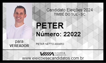 Candidato PETER 2024 - TIMBÉ DO SUL - Eleições