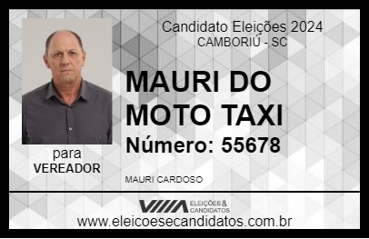 Candidato MAURI DO MOTO TAXI 2024 - CAMBORIÚ - Eleições