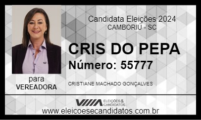 Candidato CRIS DO PEPA 2024 - CAMBORIÚ - Eleições